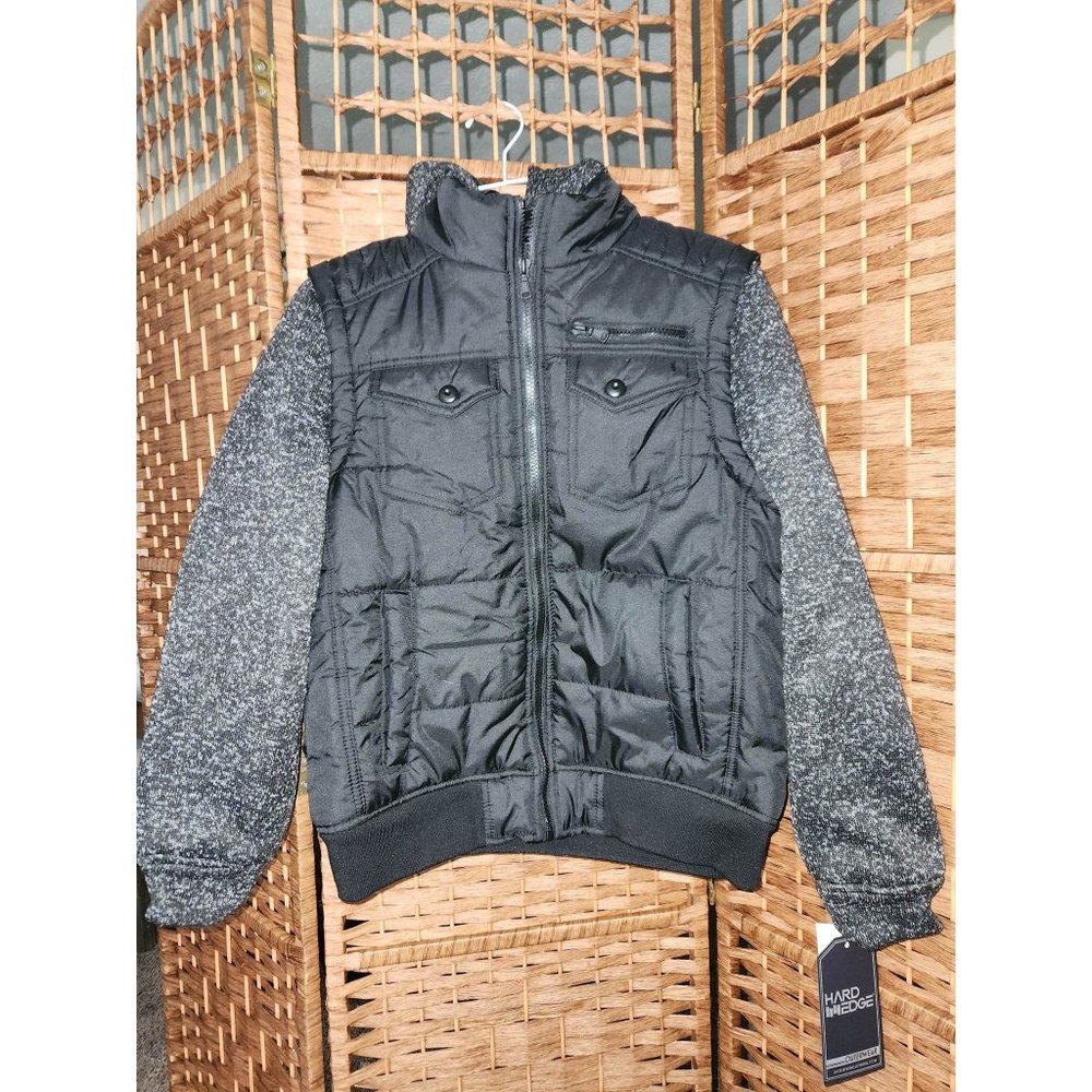 Hard Edge Fall / Winter Hooded Jacket Size Boys 10/12 - Black - NWT